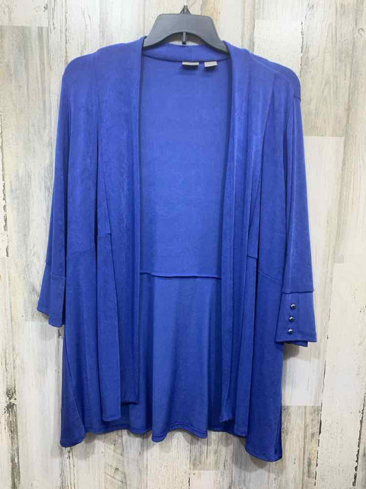 PRE-OWNED CHICOS PLATINUM PLUS SIZES Size 3/ XL Blue Solid CARDIGAN Cardigan/BLU