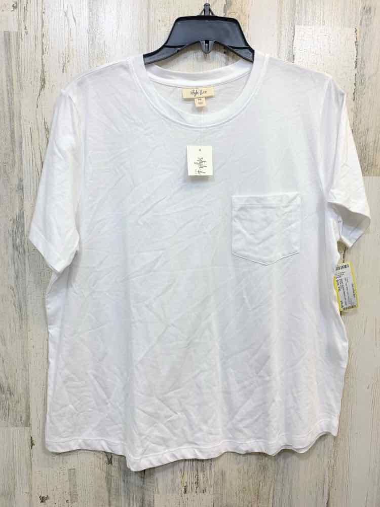 NWT STYLE & CO Tops Size PXL White Solid CREW NECK T-shirt