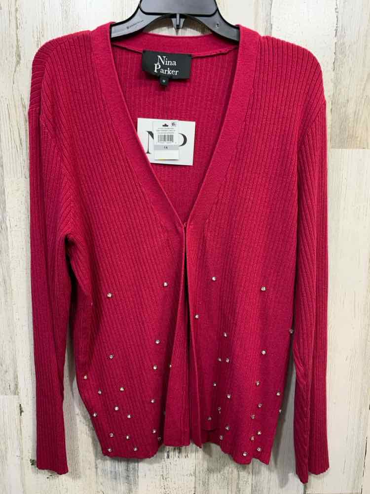 NWOT NINA PARKER Size 1X JACKETS / COATS Fuschia LONGSLEEVE Cardigan