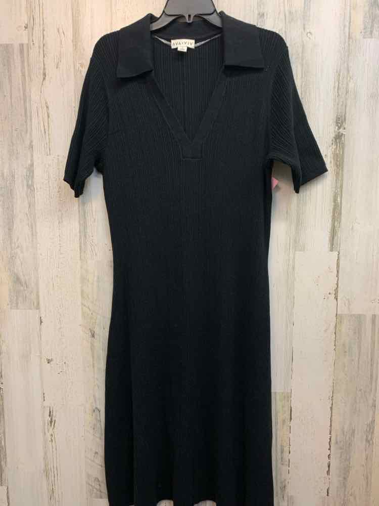 NWT AVA & VIV Dresses and Skirts Size PLUS Black Solid A-LINE Dress/BLACK A-LINE