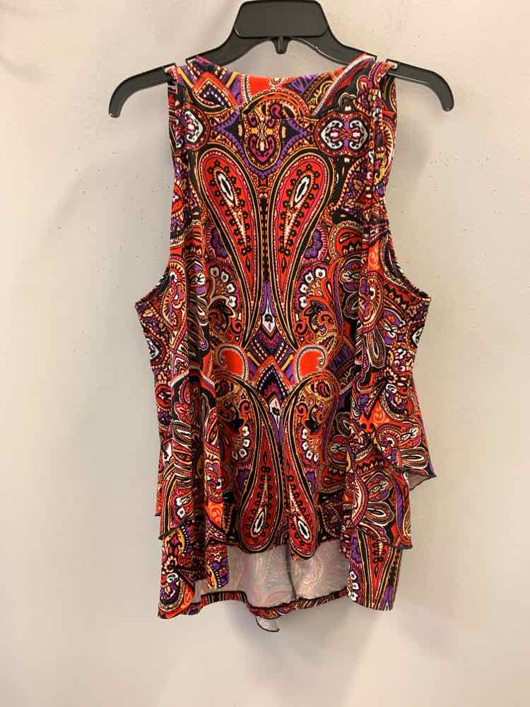 NEW DIRECTION PLUS SIZES Size 1X ORG/PURP/BLK/YLW/WHT/PNK Paisley SLEEVELESS TOP