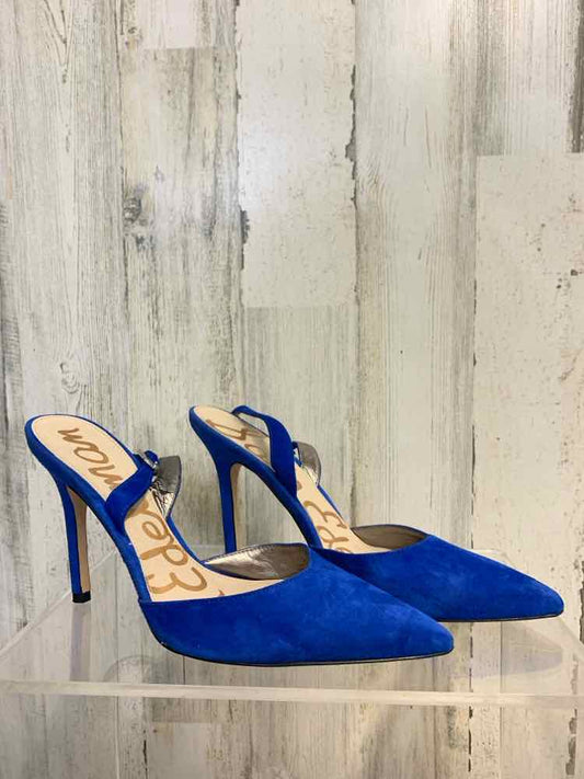 PRE-OWNED SAM EDELMAN SHOES Shoe Size 8.5 Royal Blue Suede Solid HEEL Shoes/ROYA