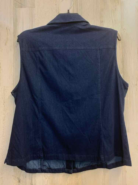 LINKS PLUS SIZES Size 1X Blue Denim VEST Vest