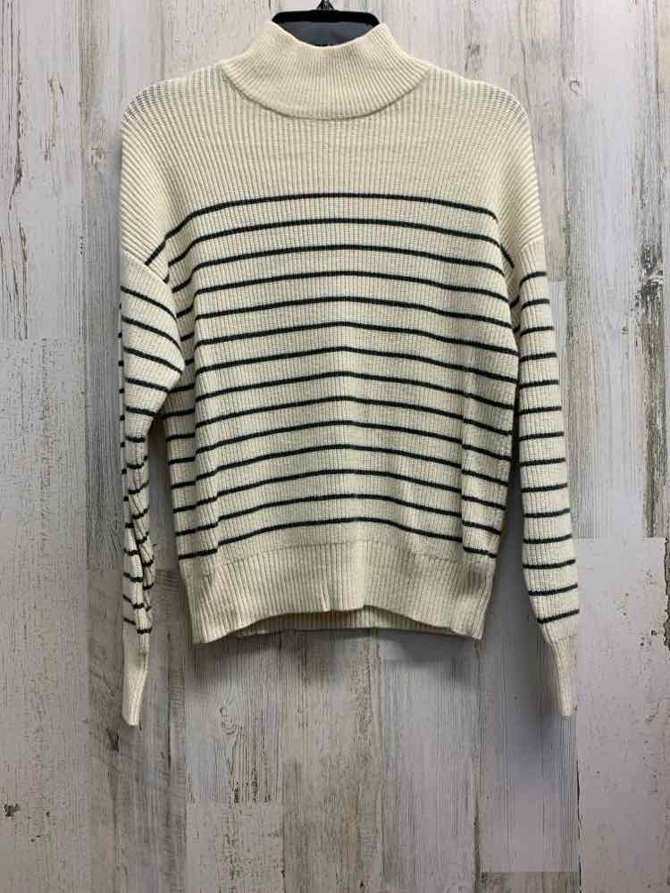 PRE-OWNED MASON & BELLE Tops Size S CREAM/BLACK Stripe LONG SLEEVES Sweater/CREA