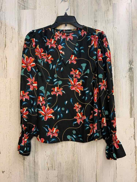 NWT INC Tops Size S BLK/RED/PINK/GRN Floral LONG SLEEVES TOP