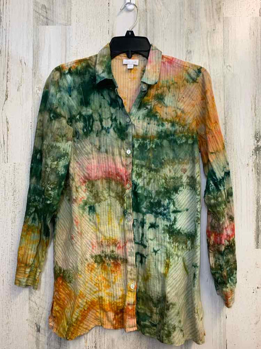 J JILL Tops Size S GRN/YEL/PINK TIE DYE LONG SLEEVES Shirt
