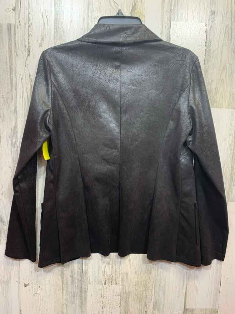 PRE-OWNED CAMPO DE FORE Tops Size L Black Suede BLAZER Blazer/OPEN FRONT BLAZER