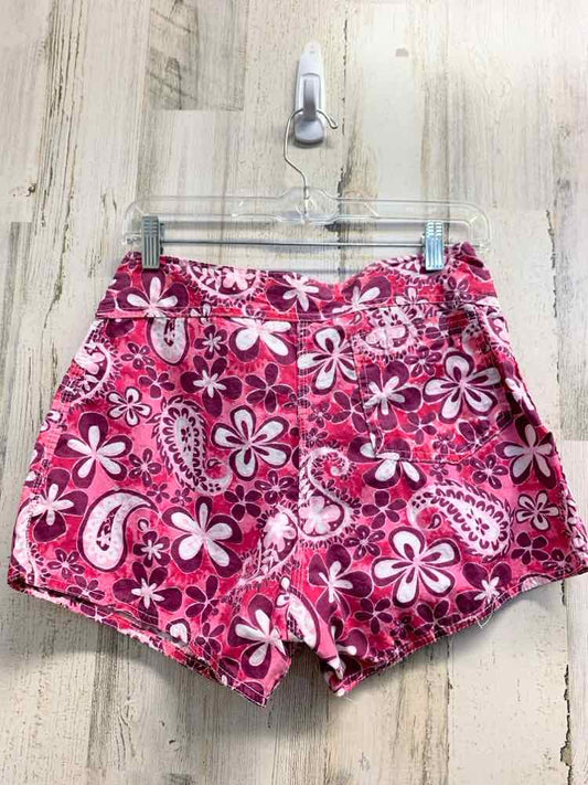 PRE-OWNED Size 6 BOTTOMS PNK/WHT/PURP TROPICAL Shorts/TIE STRING AT FRONT