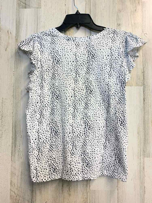 LOFT Tops Size S WHT/NAVY STARS FLUTTER TOP