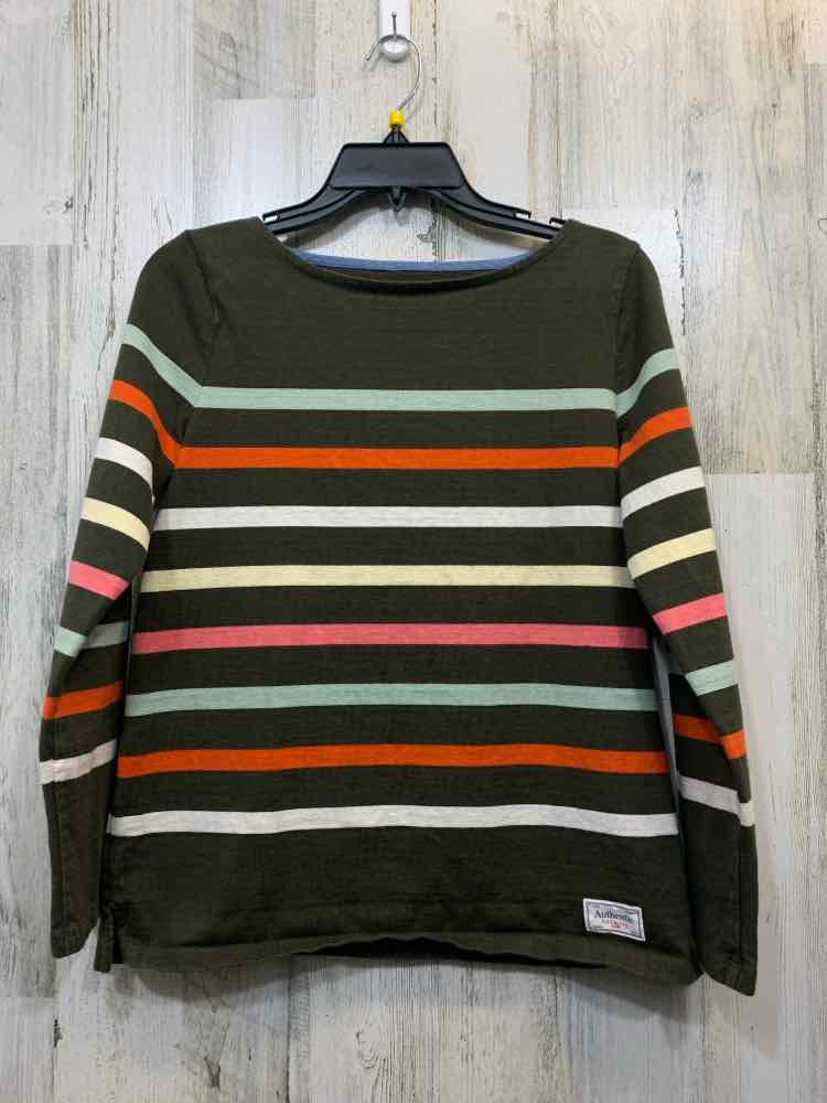 TALBOTS Tops Size MP GRN/ORG/WHT STRIPES LONGSLEEVE TOP