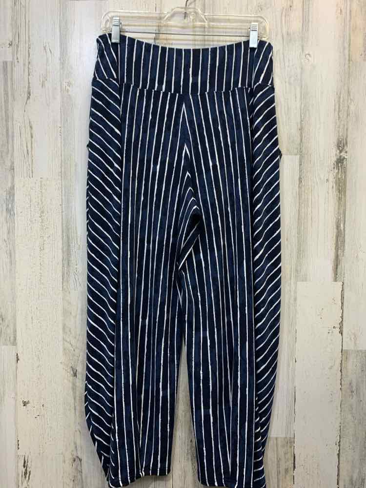Size 12 SYMPLI BATH ASSESORIES BLU/WHITE Spandex Stripe ELASTIC WASTE WIDE LEG
