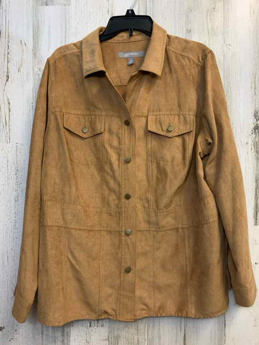 CROFT & BARROW PLUS SIZES Size 1X Camel Suede LONG SLEEVES Shirt