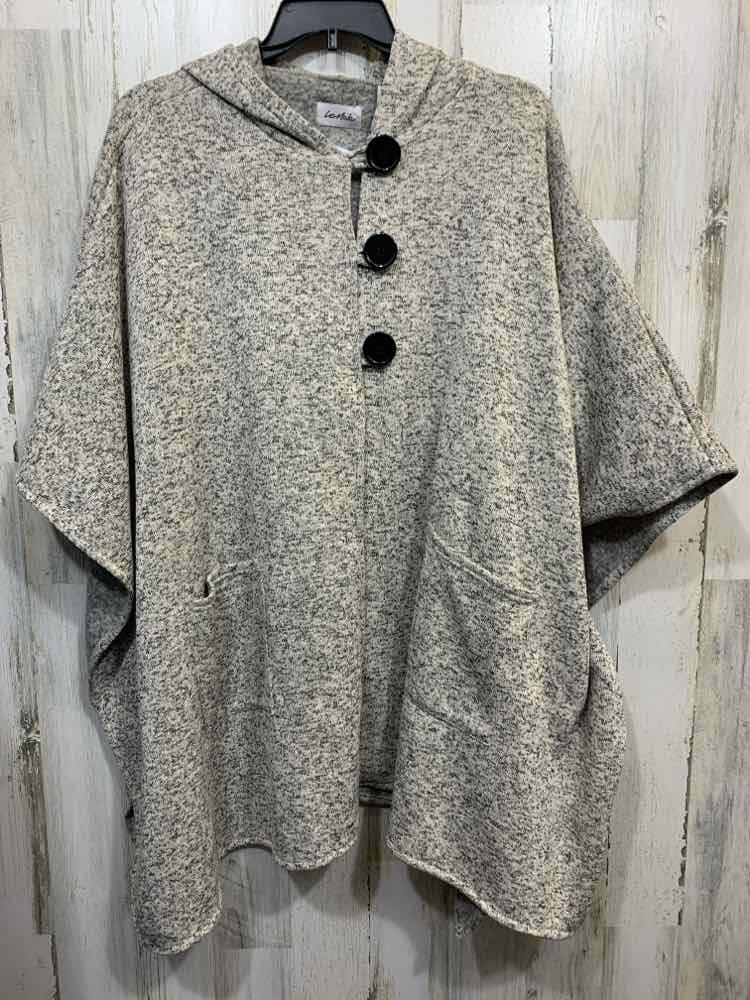 PRE-OWNED LE MODA Size One Size Tops BLK/BGE PONCHO