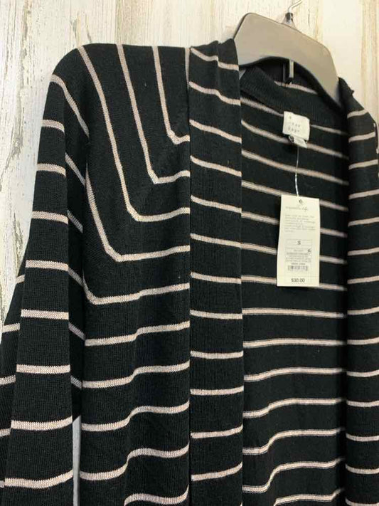 NWT A NEW DAY Tops Size S BLK/BGE Stripe LONG SLEEVES Cardigan