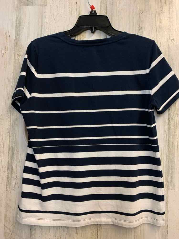 PRE-OWNED TOMMY HILFIGER Tops Size PL WHT/NVY Stripe SHORT SLEEVES TOP/V NECK TE