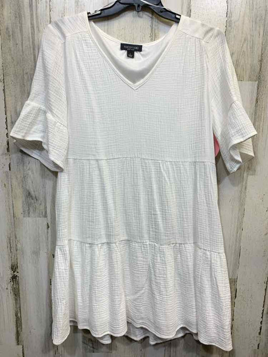 PRE-OWNED PERCEPTIONS Dresses and Skirts Size L White TIER TIERED Dress/WHITE TI