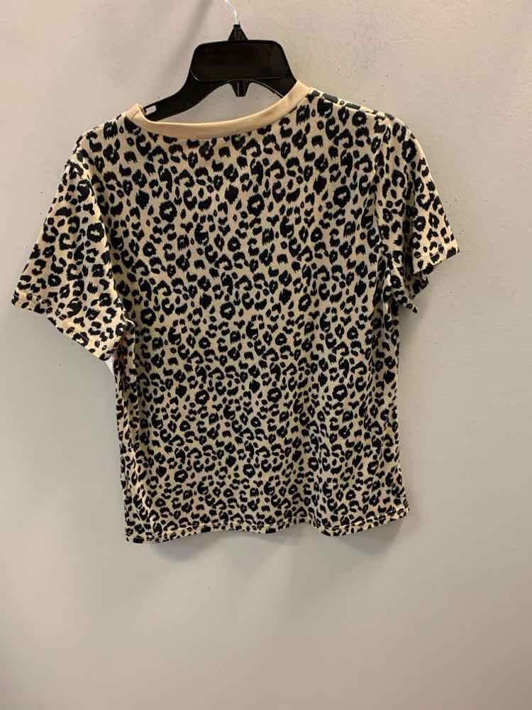 BLOOMING JELLY Tops Size M IVRY/BLK Animal Print SHORT SLEEVES TOP