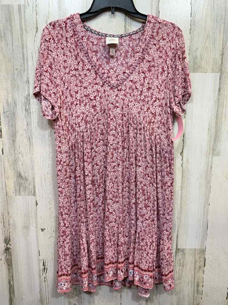 PRE-OWNED KNOX ROSE Dresses and Skirts Size M MAUVE/WHITE Floral A-LINE Dress/FL