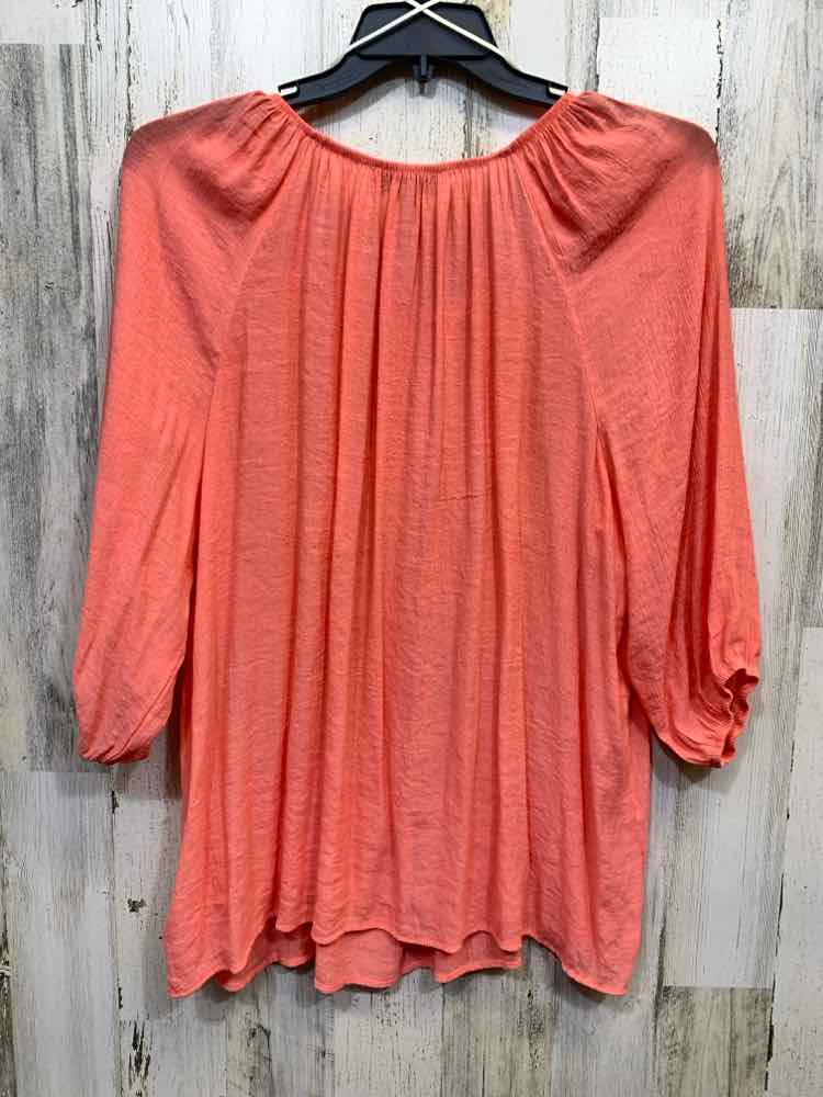 PRE-OWNED NEW DIRECTIONS PLUS SIZES Size 2X Peach Solid 3/4 SLEEVE Shirt/PEACH 3