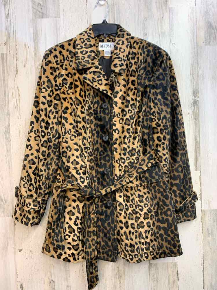 NWT MIXIT JACKETS / COATS Size M BRN/BLK CHEETAH PRINT LONG SLEEVES Jacket/KNEE