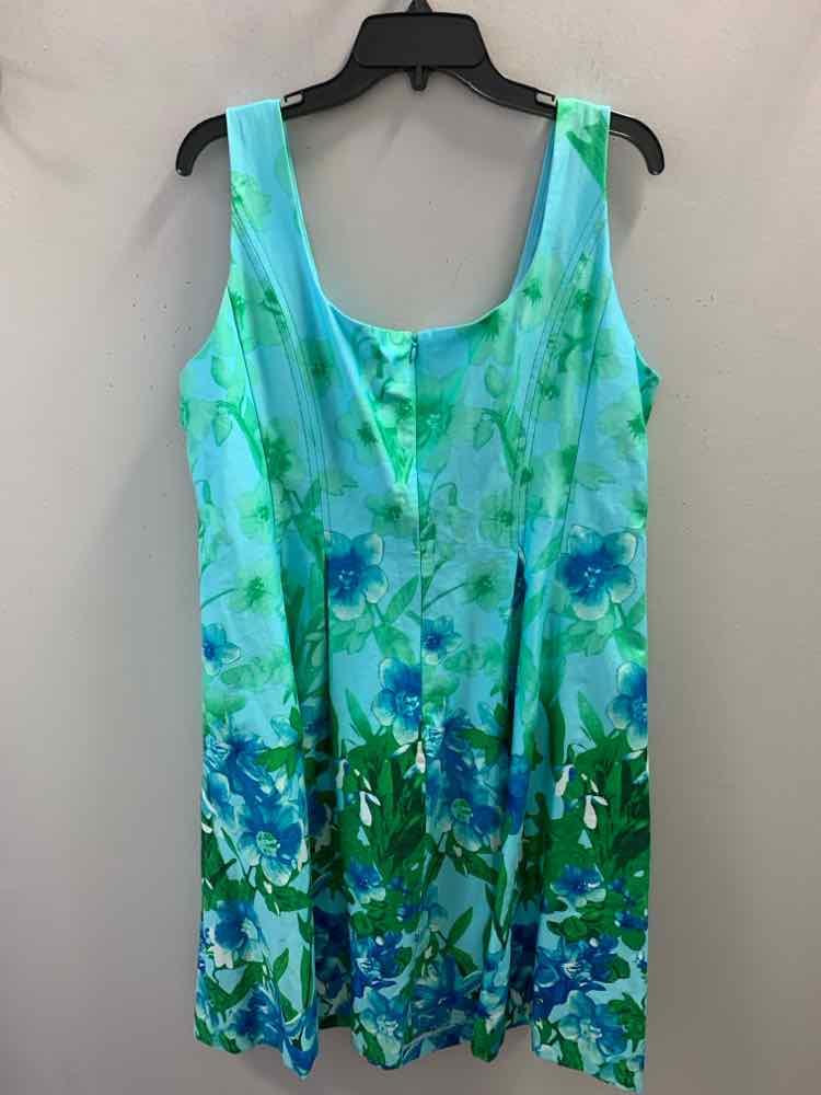 NWT NINE WEST Dresses and Skirts Size 16 AQUA/GRN/BLU Floral SLEEVELESS Dress