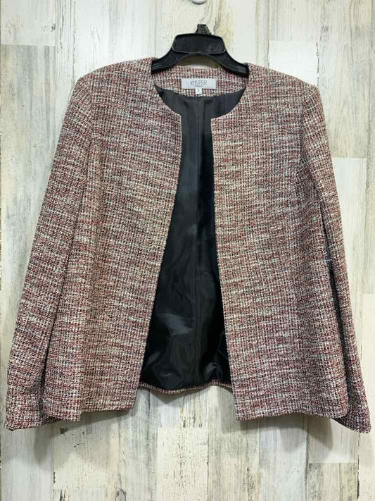 PRE-OWNED KASPER Size 16 JACKETS / COATS WHT/BLK/BURG TWEED BLAZER
