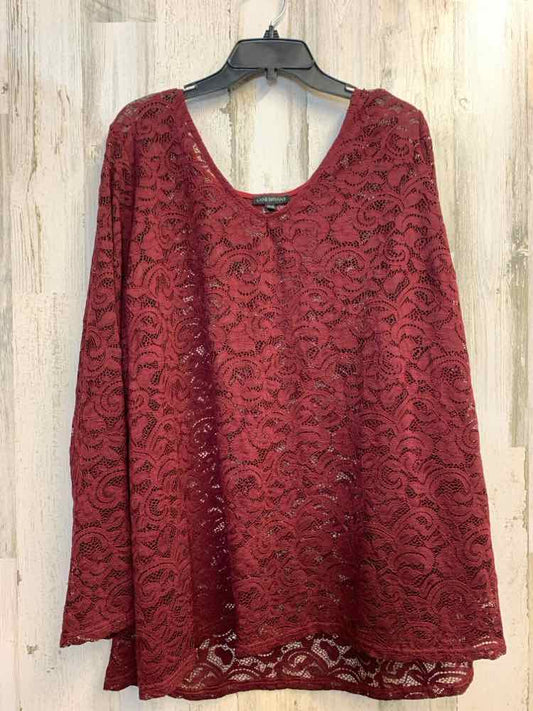 LANE BRYANT PLUS SIZES Size 26/28 WINE Lace LONG SLEEVES TOP