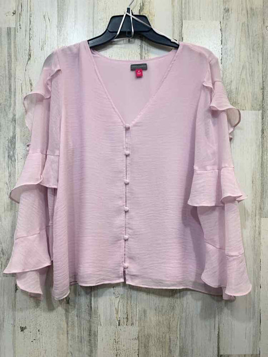 PRE-OWNED VINCE CAMUTO Tops Size M Lavender RUFFLES BUTTON UP TOP/BUTTON UP THIN