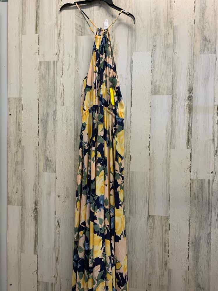 PRE-OWNED LULUS Dresses and Skirts Size L YELLOW/BLUE/GREEN/PEACH Floral Dress/F