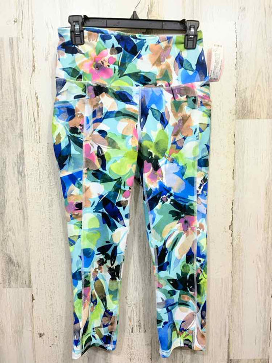PRE-OWNED RBX BOTTOMS M BLUE/AQUA/GRN/PINK/NAVY Floral CAPRI Activewear Bottom/A