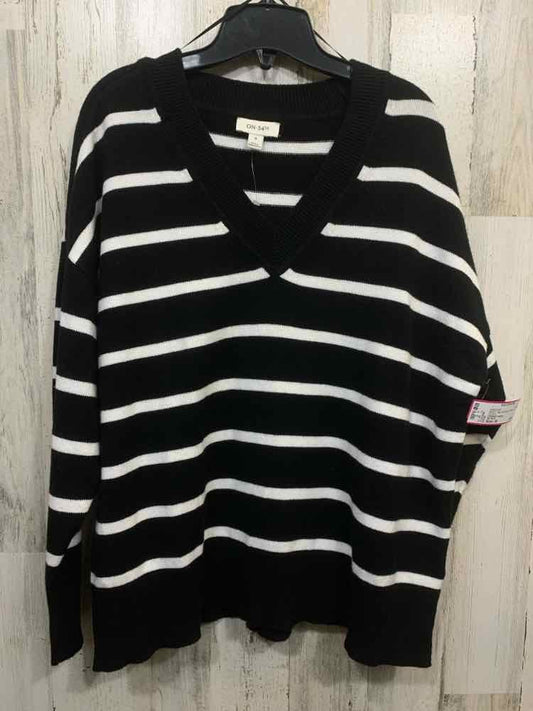 NWOT ON 34TH Size M Tops BLK/WHT RIB KNIT LONG SLEEVE SWEATER