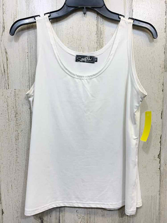 PRE-OWNED SYMPLI Size 10 White Solid TANK TOP Shirt/CLASSIC TANK RELAX W SIDE SL