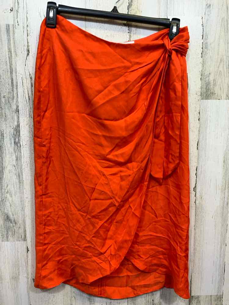 PRE-OWNED RR Dresses and Skirts CORAL Solid WRAP Midi/SIZE: 12 CORAL WRAP SKIRT/