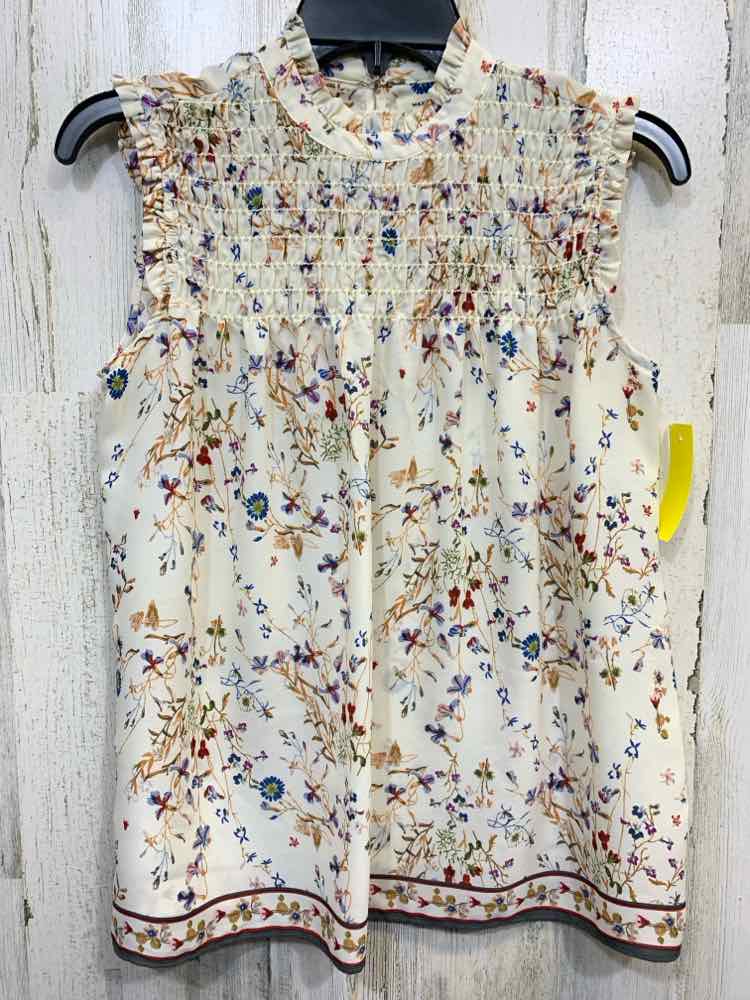 PRE-OWNED MAX STUDIO Tops Size XS CRM/RED/BLU Floral SLEEVELESS Blouse