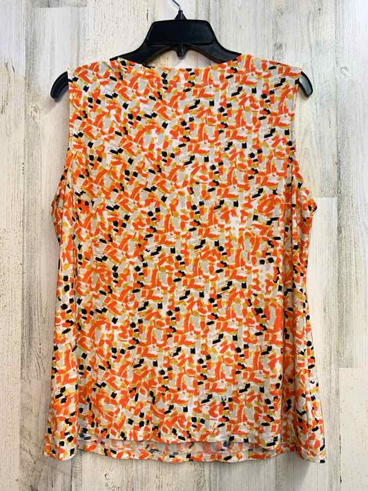 EVAN PICONE Tops Size L ORG/BLK/YEL BLOCKS SLEEVELESS TOP