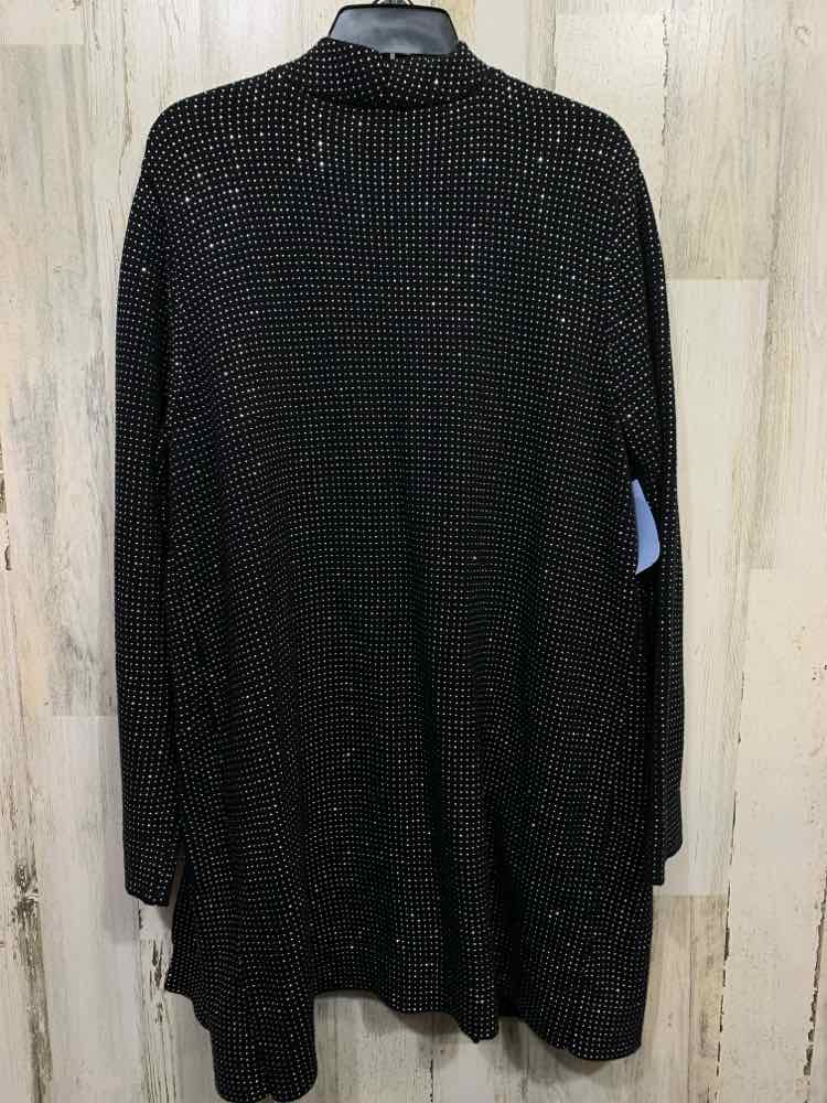 NWT INC Size L JACKETS / COATS BLK/SLVR DOTS OPEN FRONT Cardigan