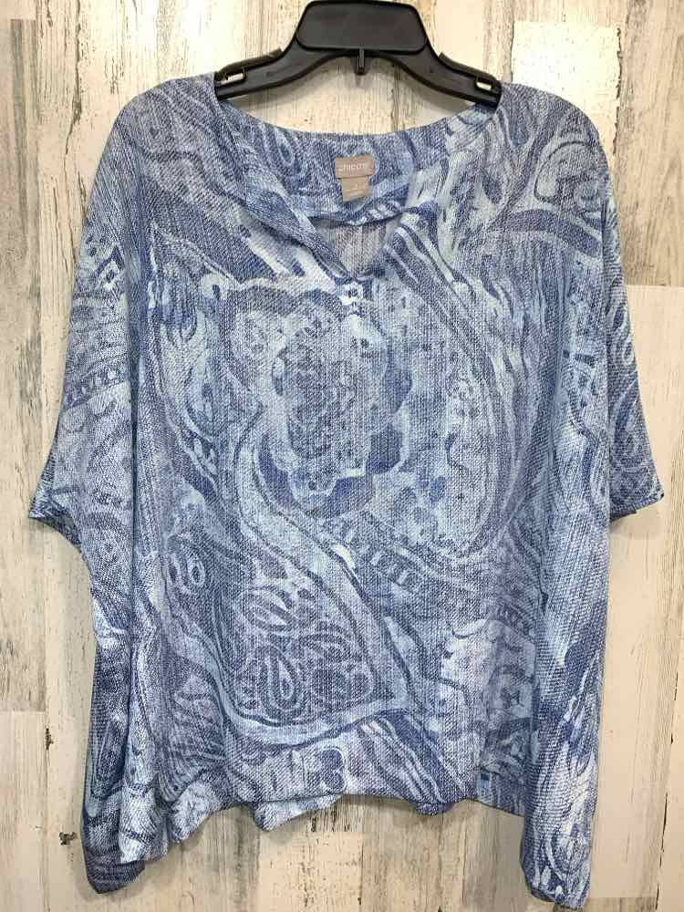 CHICO'S Tops Size 3 Blue SHORTSLEEVE Shirt