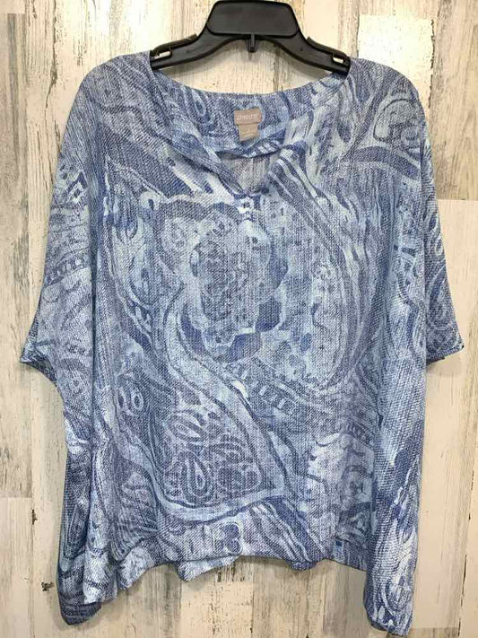 CHICO'S Tops Size 3 Blue SHORTSLEEVE Shirt