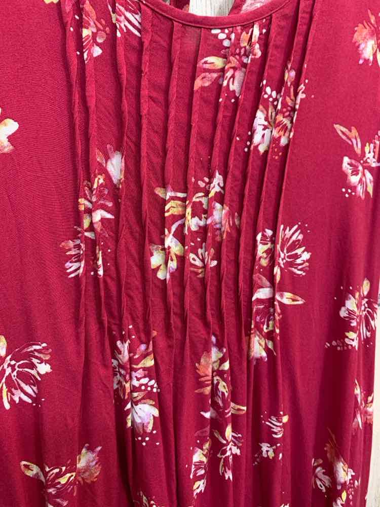 PRE-OWNED SONOMA Dresses and Skirts Size L FUSH/YELLOW/WHITE Floral Shirt/SLEEVE