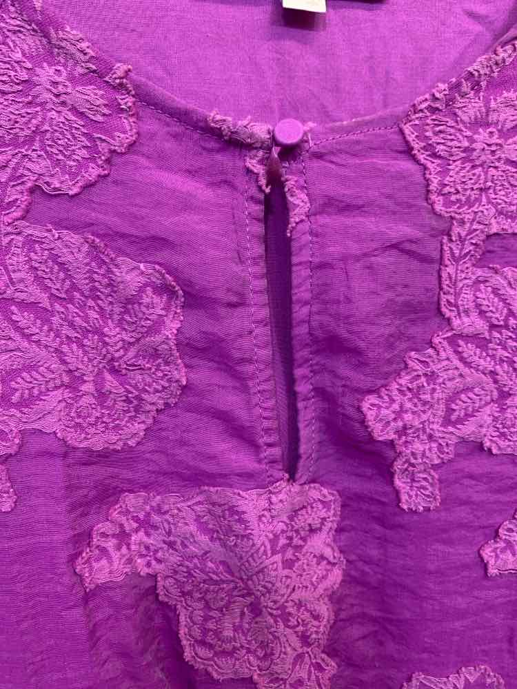 PRE-OWNED LOFT Tops Size LP Purple Floral LONG SLEEVES Blouse/PURPLE FLORAL LIGH
