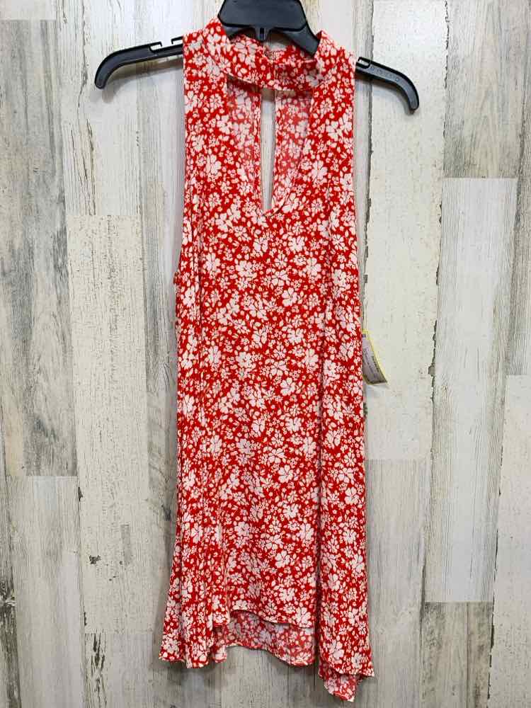 PRE-OWNED OLIVACEOUS Tops Size L RED/WHT Floral FLOWY Blouse