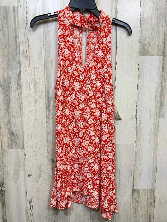 PRE-OWNED OLIVACEOUS Tops Size L RED/WHT Floral FLOWY Blouse