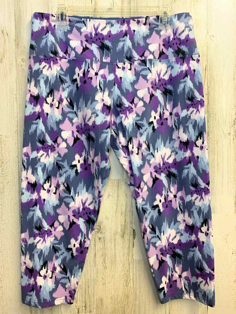 PRE-OWNED Size XL INTRO Activewear PRPL/BLU Floral HIGH RISE LEGGINGS