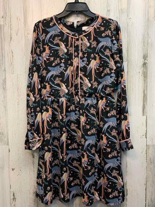 LOFT Dresses and Skirts Size 6 BLK/BLU/PNK PEACOCK LONG SLEEVES Dress