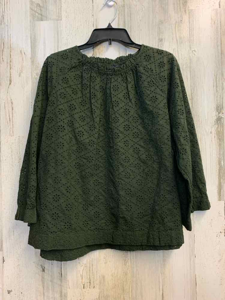 GAP Tops Size L DARK GREEN Eyelet LONG SLEEVES TOP