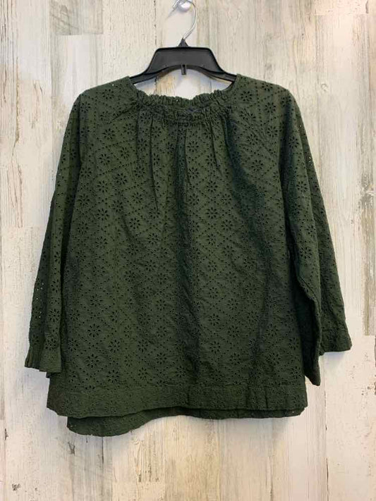 GAP Tops Size L DARK GREEN Eyelet LONG SLEEVES TOP