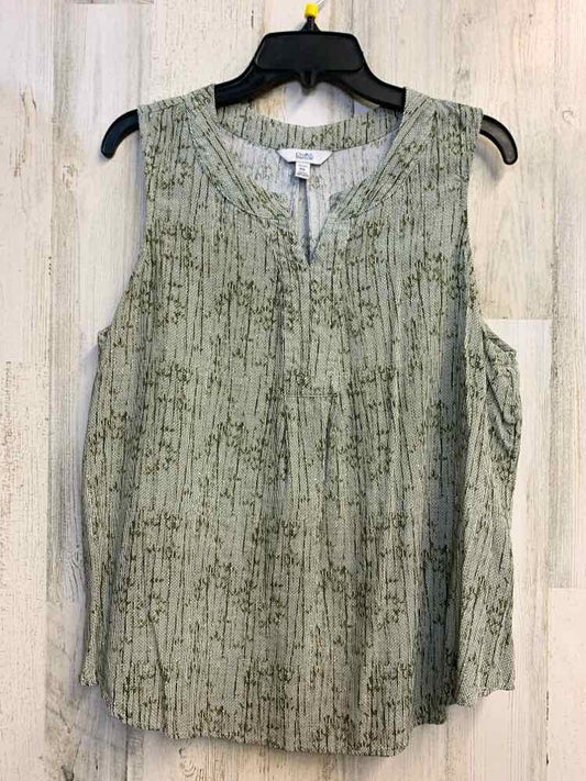 CROFT & BARROW Tops Size PXL GRN/WHT STITCHES SLEEVELESS TOP