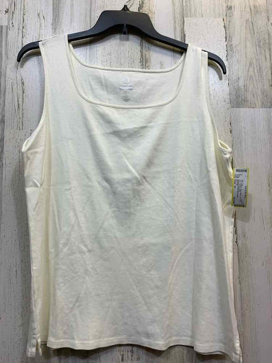 PRE-OWNED RUBY RD Tops Size 1X White COTTON Solid SLEEVELESS Tank Top