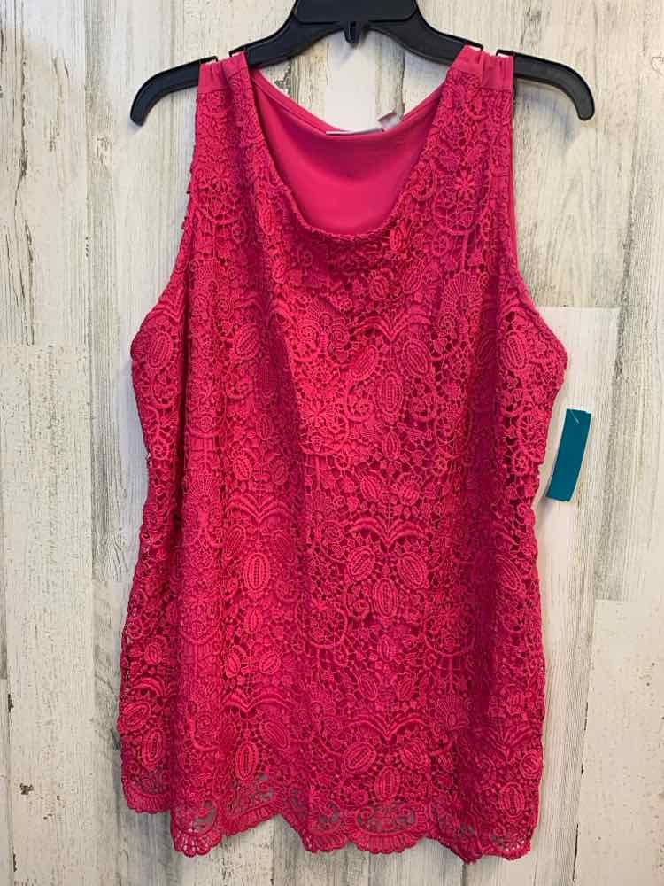 PRE-OWNED SUSAN GRAVER PLUS SIZES Size 2X HOT PINK SLEEVELESS TOP
