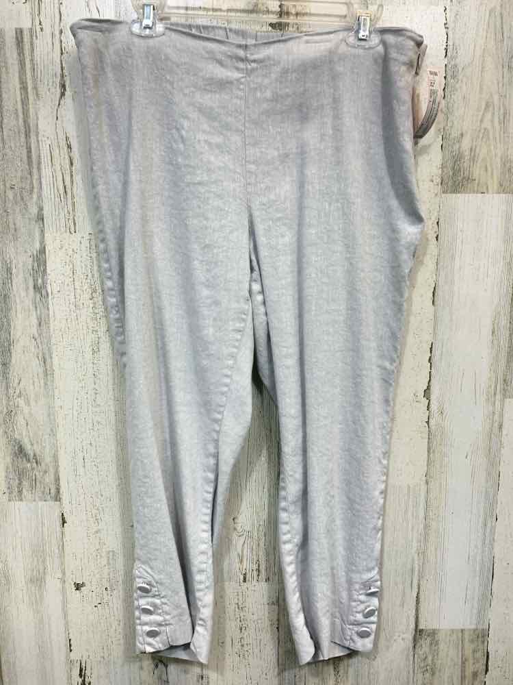 PRE-OWNED Size L J JILL BOTTOMS LIGHT GRAY Solid CAPRI Pants/GRAY LINEN CAPRI PA